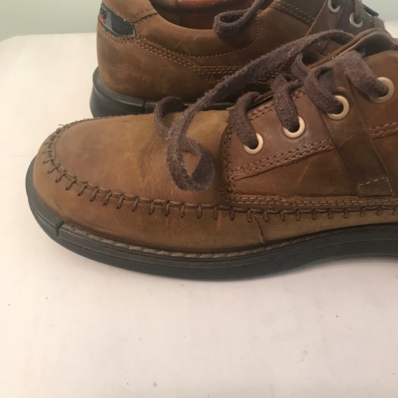 ECCO brown distressed  leather shoes main image 8